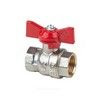 Кран шаровой латунь никель Эксперт Ду 25 Ру40 ВР полнопроходной бабочка красная Dist Н113Б, миниатюра — 3