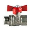 Кран шаровой латунь никель Стандарт 231 аналог 11б27п1 Ду 15 Ру40 ВР/НР полнопроходной бабочка красная ГАЛЛОП 107166, миниатюра — 1