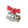 Кран шаровой латунь никель Эксперт Ду 25 Ру40 ВР полнопроходной бабочка красная Dist Н113Б