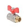 Кран шаровой латунь никель Эксперт Ду 25 Ру40 ВР/НР полнопроходной бабочка красная Dist Н123Б