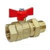 Кран шаровой латунь Крепыш 332 аналог 11б27п1 Ду 15 Ру40 ВР/"американка" полнопроходной бабочка красная ГАЛЛОП 0103225, миниатюра — 1