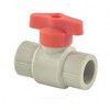 Кран шаровой PP-R серый Дн 20 полупроходной с красной ручкой VALFEX 20255020RГ, миниатюра — 2