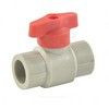 Кран шаровой PP-R серый Дн 25 полупроходной с красной ручкой VALFEX 20255025RГ