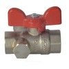 Кран шаровой латунь со спускником Ду 15 Ру40 ВР 1/2" бабочка красная полнопроходной со спускником РОС, миниатюра — 3