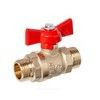 Кран шаровой латунь Стандарт 233 аналог 11б27п1 Ду 15 Ру40 НР бабочка красная ГАЛЛОП 107203, миниатюра — 1