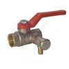 Кран шаровой латунь со спускником Ду 15 Ру40 ВР 1/2" рычаг красный полнопроходной со спускником РОС — 1