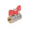 Кран шаровой латунь никель Стандарт Ду 20 Ру40 ВР полнопроходной бабочка красная Dist Н312Б