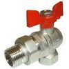 Кран шаровой латунь никель угловой 11Б27фт1М Ду 15 Ру50 ВР/"американка" полнопроходной бабочка красная VALFEX VF.269.NB1.012.PREMIUM — 1