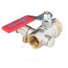Кран шаровой латунь со спускником 1012 Euro никель Ду 25 Ру25 ВР 1" рычаг красный полнопроходной Aquasfera 1012-03