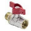 Кран шаровой латунь никель 1004 Euro Ду 15 Ру40 ВР/НР полнопроходной бабочка красная Aquasfera 1004-01 .