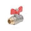 Кран шаровой латунь никель Эксперт Ду 25 Ру40 ВР/НР полнопроходной бабочка красная Dist Н123Б