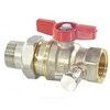 Кран шаровой DADO латунь со спускником R919S никель Ду 20 Ру42 ВР/"американка" 3/4" бабочка красная полнопроходной с отводом (полусгоном) Giacomini R919SX005 — 2