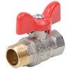 Кран шаровой латунь никель Стандарт Ду 20 Ру40 ВР/НР полнопроходной бабочка красная Dist Н322Б, миниатюра — 1