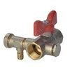 Кран шаровой латунь со спускником Ду 15 Ру40 ВР 1/2" бабочка красная полнопроходной со спускником РОС — 1