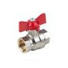 Кран шаровой латунь никель Эксперт Ду 25 Ру40 ВР полнопроходной бабочка красная Dist Н113Б — 2