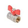 Кран шаровой латунь никель Стандарт Ду 15 Ру40 ВР полнопроходной бабочка красная Dist Н311Б — 11