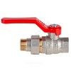 Кран шаровой латунь никель Стандарт Ду 20 Ру40 ВР/"американка" полнопроходной рычаг красный Dist Н342Р, миниатюра — 7