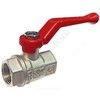 Кран шаровой латунь никель 11Б27фт1М Ду 15 Ру63 ВР полнопроходной рычаг красный VALFEX VF.214.NR1.012.PREMIUM