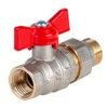 Кран шаровой латунь никель Стандарт Ду 15 Ру40 ВР/"американка" полнопроходной бабочка красная Dist Н341Б