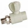 Кран шаровой PP-R серый Дн 25х3/4" НР прямой для радиатора RTP (РосТурПласт) 27863, миниатюра — 1