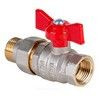 Кран шаровой латунь никель Стандарт Ду 20 Ру40 ВР/"американка" полнопроходной бабочка красная Dist Н342Б, миниатюра — 14