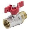 Кран шаровой латунь никель 1004 Euro Ду 15 Ру40 ВР/НР полнопроходной бабочка красная Aquasfera 1004-01 .