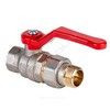 Кран шаровой латунь никель Стандарт Ду 15 Ру40 ВР/"американка" полнопроходной рычаг красный Dist Н341Р — 3