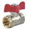 Кран шаровой латунь никель 11Б27фт1М OPTIMA Ду 20 Ру25 ВР полнопроходной бабочка красная VALFEX VF.217.NLB1.034 — 1