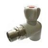 Клапан (вентиль) PP-R запорный серый Дн 25х3/4" Ру25 НР угловой для радиатора RTP (РосТурПласт) 15823 — 1