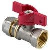 Кран шаровой латунь никель 1016 Euro Дн 20х1/2" Ру16 ВР/обжим бабочка красная Aquasfera 1016-02 ., миниатюра — 1
