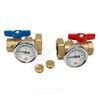 Комплект шаровых кранов латунь R287M Ду 25х40 Ру35 ВР/нак. гайка бабочка красная/синяя c термометром Giacomini R287MY005