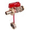 Кран шаровой латунь сливной R608D Ду 15 Ру10 НР/штуц 1/2" флажок красный с заглушкой Giacomini R608DY053, миниатюра — 0