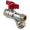 Кран-фильтр шаровой латунь никель 1015 Euro Ду 15 Ру40 ВР полнопроходной бабочка красная с фильтром под пломбу Aquasfera 1015-01 — 2