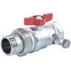 Кран шаровой латунь со спускником R259DS хром Ду 25х32 Ру35 ВР/"американка" 1"x1 1/4" бабочка красная переходной со спускником Giacomini R259SX008 — 1