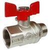 Кран шаровой латунь никель 11Б27фт1М Ду 20 Ру40 ВР/НР полнопроходной бабочка красная VALFEX VF.218.NB1.034.PREMIUM — 1