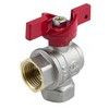 Кран шаровой латунь никель угловой 1008 Euro Ду 15 Ру40 ВР полнопроходной бабочка красная Aquasfera 1008-01 — 2