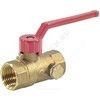 Кран шаровой латунь со спускником Ду 20 Ру16 ВР 3/4" рычаг красный со спускником Пензапромарматура 019021012