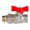 Кран шаровой латунь никель Стандарт Ду 15 Ру40 ВР/"американка" полнопроходной бабочка красная Dist Н341Б — 7