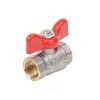Кран шаровой латунь никель Стандарт Ду 20 Ру40 ВР полнопроходной бабочка красная Dist Н312Б — 10