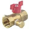 Кран шаровой латунь со спускником Ду 15 Ру16 ВР 1/2" бабочка красная со спускником Пензапромарматура 019011011