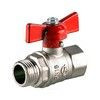 Кран шаровой латунь никель Стандарт 231 аналог 11б27п1 Ду 15 Ру40 ВР/НР полнопроходной бабочка красная ГАЛЛОП 107166